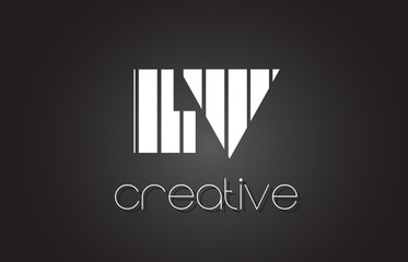 ,  L V Letter Logo Design With White and Black Lines.