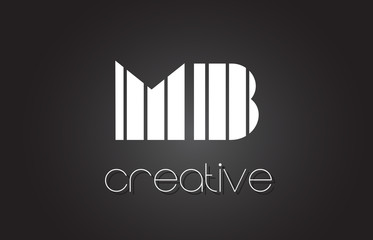 MB M B Letter Logo Design With White and Black Lines.