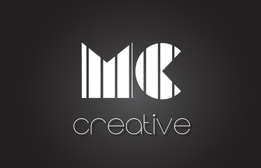MC M C Letter Logo Design With White and Black Lines.