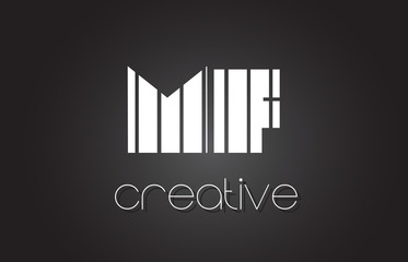 MF M F Letter Logo Design With White and Black Lines.
