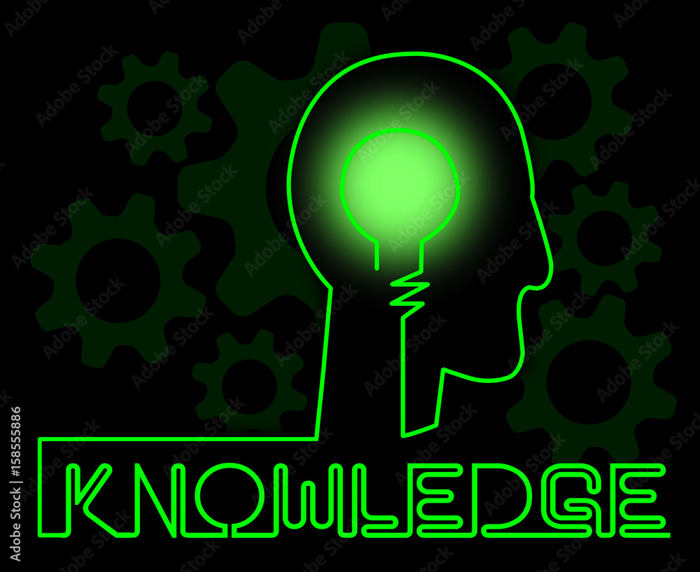 Poster knowledge brain showing know how and wisdom