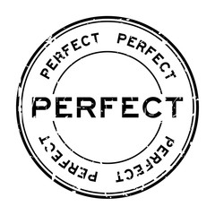 Grunge black perfect round rubber seal stamp on white background