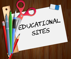 Educational Sites Paper Shows Learning Sites 3d Illustration