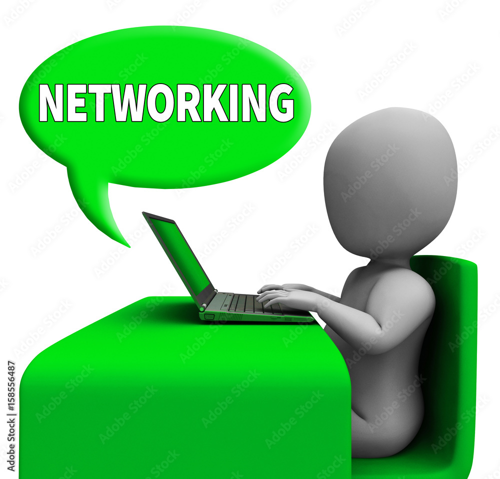 Poster computer networking represents global communications 3d rendering