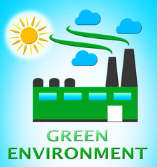 Green Environment Factory Shows Ecology 3d Illustration