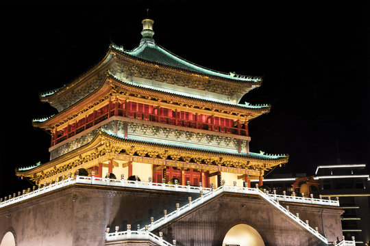 Bell Tower of Xi'an, located in the heart of downtown Xi'an, China
