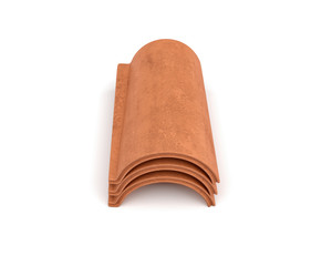 3d rendering of a small group roof tile lying in front view isolated on white background.