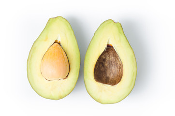 Half of avocado fruit on white background,Healthy food