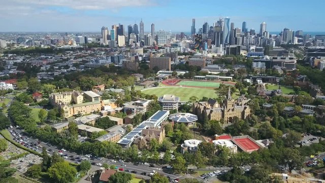 4k Aerial Video Of University And Melbourne CBD