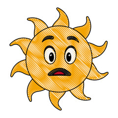 cute hand drawn smiling cartoon character of sun vector illustration