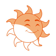 smiling funny cartoon sun with vector illustration