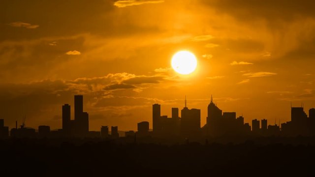 4k timelapse video of Melbourne skyline at sunset