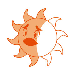 smiling funny cartoon sun with vector illustration