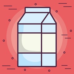milk box icon over red background colorful design vector illustration