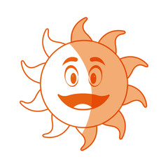 smiling funny cartoon sun with vector illustration