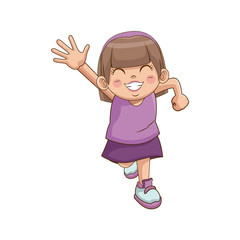 cute little girl character happy smiling image vector illustration
