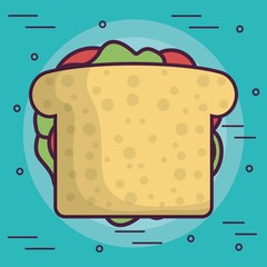 sandwich icon over turquoise background colorful design vector illustration