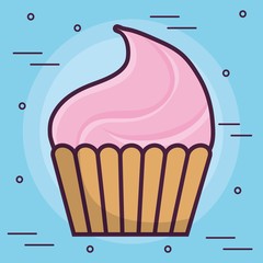 sweet cupcake icon over blue background colorful design vector illustration