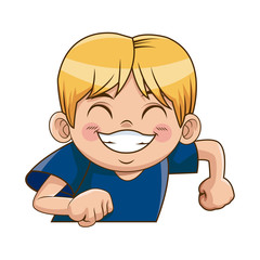 Obraz premium cute boy character comic young happy icon vector illustration