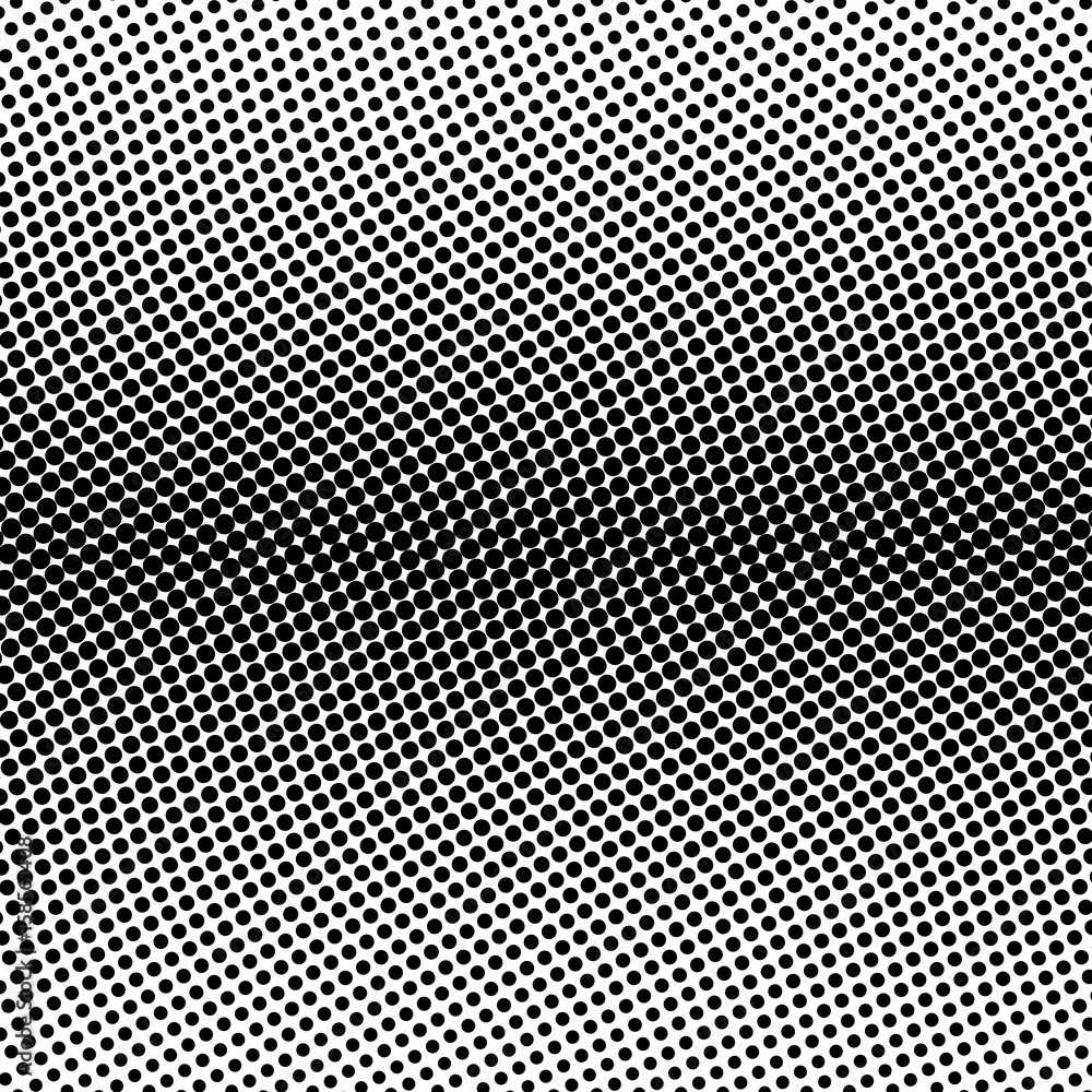 Poster black halftone bilinear horizontal gradient line of dots in wavy arrangement on white background. re