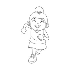 cute girl with her hair tied up in a bun cartoon vector illustration