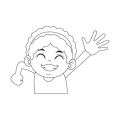 cartoon african american girl with curly hair vector illustration