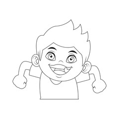 cute boy character comic young happy icon vector illustration