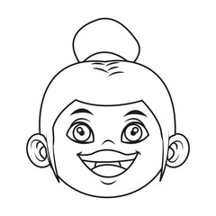 cute cartoon girl laugh face expression vector illustration