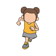 happy cute child girl cartoon character vector illustration
