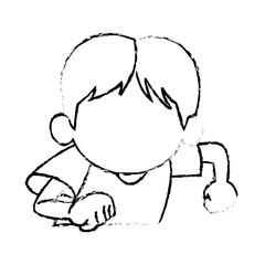 sketch little boy young cheerful celebration vector illustration