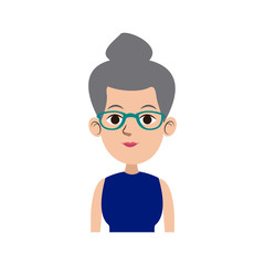 cute woman looking away view front vector illustration