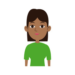 cute woman looking away view front vector illustration