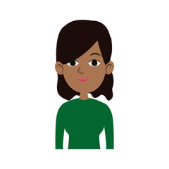 cute woman looking away view front vector illustration