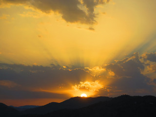 Orange Sunrise over Hills
