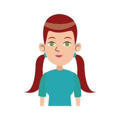 cute woman looking away view front vector illustration