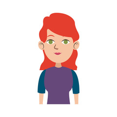 cute woman looking away view front vector illustration