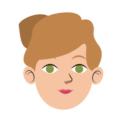 cute head woman looking away view front vector illustration