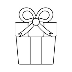 gift box with ribbon bow icon image vector illustration design  black line