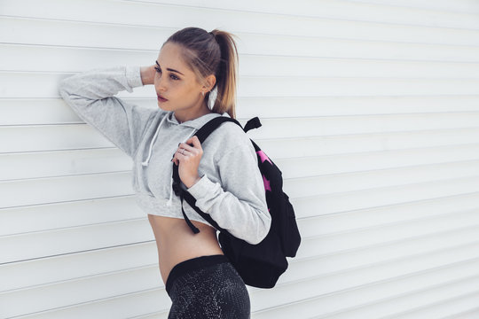 Fitness sporty girl wearing fashion clothes