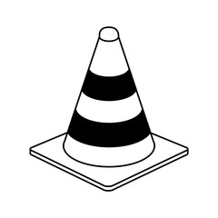 traffic cone under construction related icon image vector illustration design  black line