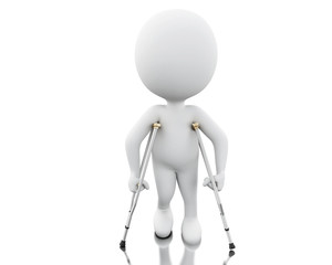 3d White people on crutches.