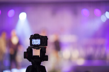 Camcorder at Fashion show Wedding fair out of focus,blur background