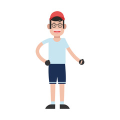 happy smiling man with baseball cap and glasses icon image vector illustration design 