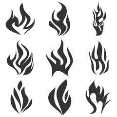 Fire flames tattoo set