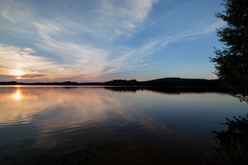 Sunset at lake Murner in Bavaria
