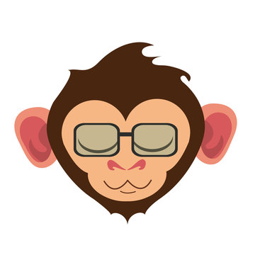 relaxed or in bliss cute expressive monkey wearing glasses  cartoon  icon image vector illustration design 