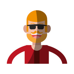 happy smiling man with sunglasses full beard and mustache hipster  icon image vector illustration design 
