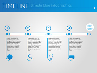 Simple blue timeline 14, infographics vector
