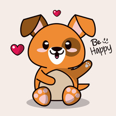 color background with cute kawaii animal dog greeting expression vector illustration