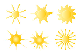 Set of 6 sun icons